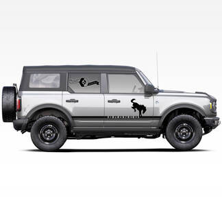 Coppia di adesivi per decalcomanie a strisce laterali con logo stallone cavallo Bronco per Ford Bronco 2021
