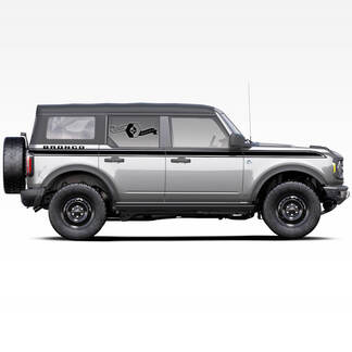 Coppia di Bronco Doors Up Accent Line Trim Badlands Adesivi per decalcomanie a strisce laterali a 4 porte per Ford Bronco 2021
