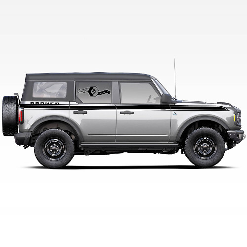 Coppia di rivestimenti per linea di accentuazione delle porte Bronco Up Badlands 4 porte Adesivi striscia laterale per Ford Bronco 2021
