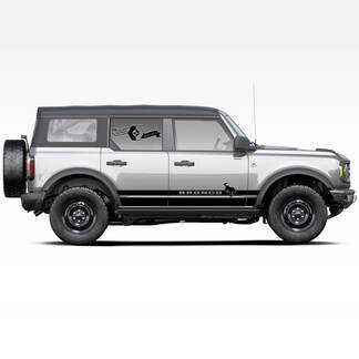 Coppia di adesivi Bronco Rocker Panel Badlands 4 porte con strisce laterali per Ford Bronco 2021
