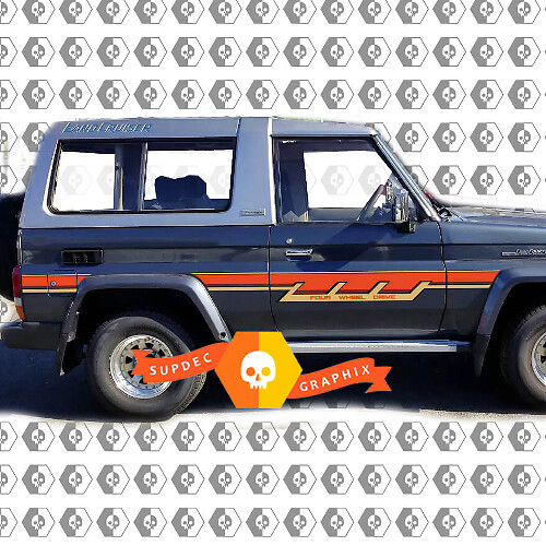 Kit Adesivi in Vinile Strisce Laterali Retro per Toyota Land Cruiser BJ73R Serie 70