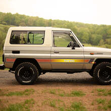 Kit adesivi in vinile con strisce laterali sfumate in stile retrò per Toyota Land Cruiser LJ73 1994_2