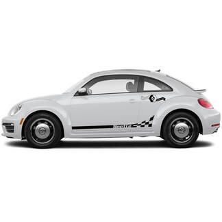 2 Volkswagen Beetle rocker Stripe Graphics Decals scorre in stile intorno alla bandiera a scacchi adatta a qualsiasi anno
