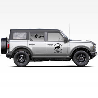 Coppia di Bronco cavallo stallone Logo Porte laterali Decalcomanie Adesivi per Ford Bronco 2021
