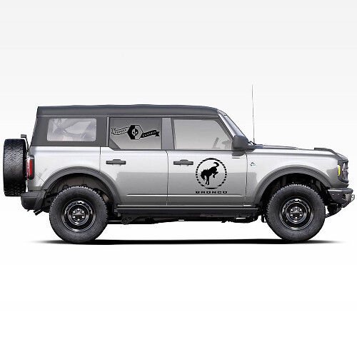 Coppia di adesivi adesivi per porte laterali con logo stallone Bronco per Ford Bronco 2021
