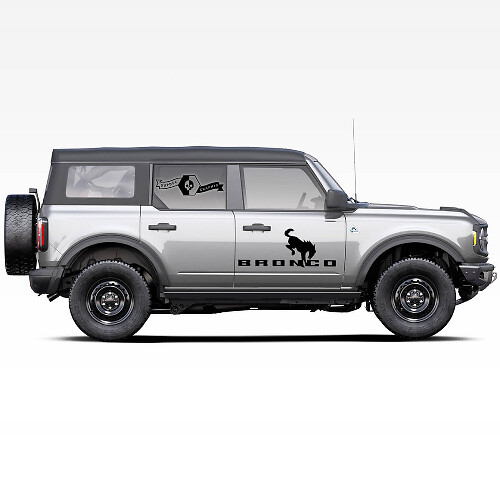 2 Adesivi per porte laterali con logo Bronco cavallo stallone per Ford Bronco 2021
