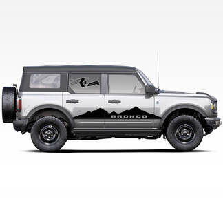 Coppia di adesivi per decalcomanie per porte laterali con logo Bronco Two Peaks Mountains per Ford Bronco 2021
