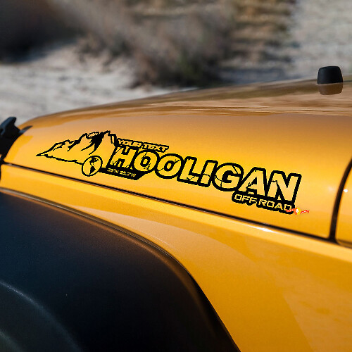 Adesivo in vinile personalizzato Hooligan per cofano Jeep Rubicon