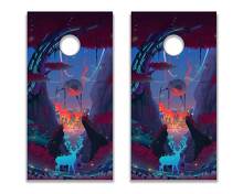 Set di Adesivi in Vinile per Tavola Cornhole Forestale Astratta Sci-Fi_2