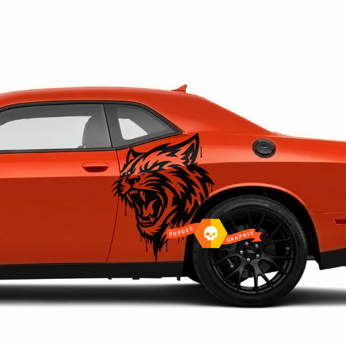 Custom Cat Head Blood Drip Pair Fiancata Parafango posteriore Adesivo in vinile per Dodge Challenger Hellcat