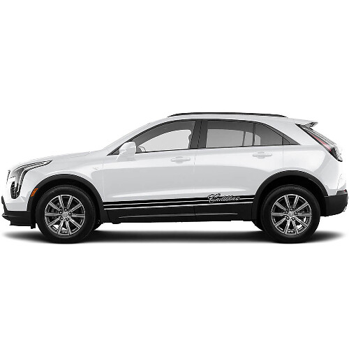 2 Nuove Linee Adesive per Pannelli Laterali Rocker, Triple Trim Wide Lines, Striscia Classica per Cadillac XT4
