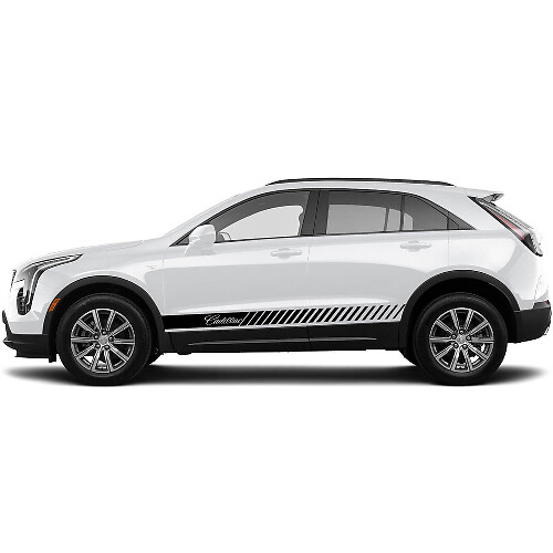 2 Nuova Decalcomania Adesivo Rocker Panel con Linee Orizzontali per Cadillac XT4 - adesso
