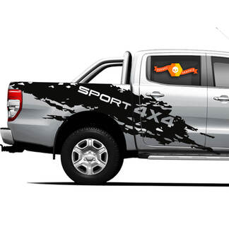 Coppia decalcomanie grafiche per letto laterale per camion Sport Splash 4 × 4 per Ford Ranger
