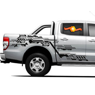 Coppia decalcomanie in vinile con grafica per letto laterale per camion 4 × 4 per Ford Ranger Robo
