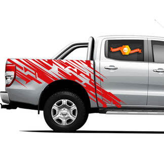 2 Decalcomanie grafiche per letto laterale per camion 4 × 4 di qualsiasi colore per Ford Ranger Red Lines
