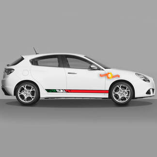 2x decalcomanie per carrozzeria porte adatte per decalcomanie Alfa Romeo Giulietta grafica in vinile, bandiera italiana allungata 2.0
