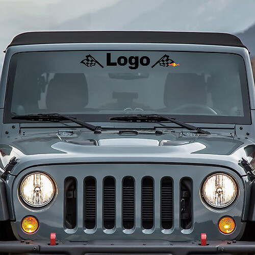 Adesivo in Vinile con Logo Personalizzato e Bandiere per Parabrezza Jeep