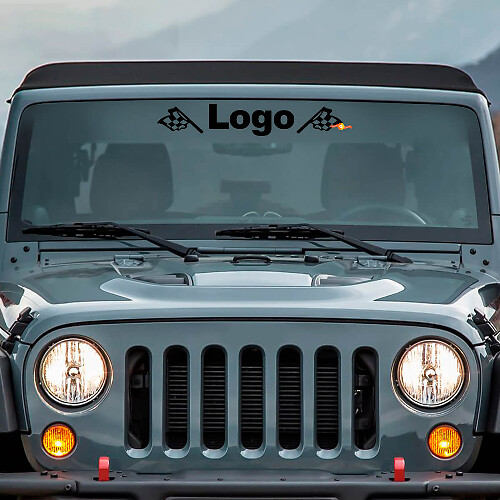 Adesivo in Vinile con Logo Personalizzato e Bandiere per Parabrezza Jeep