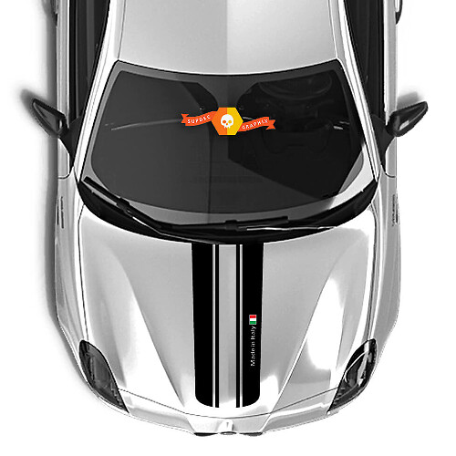 Adesivo cofano Alfa Romeo Bandiera Italia Due Linee Separate 2021
