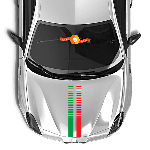 Strisce adesive in vinile con bandiera italiana per cofano Alfa Romeo