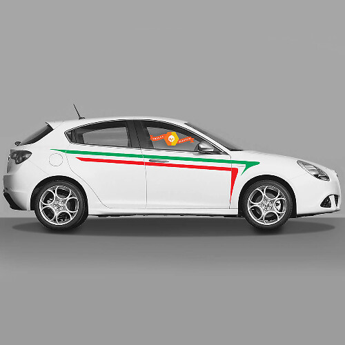 Coppia di adesivi in vinile Stickers Alfa Romeo Giulietta Grafica Bandiera Italia sulle Portiere 2021
