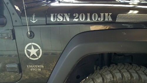 Adesivo in vinile militare laterale USN USS Curts FFG-38 per Jeep Wrangler