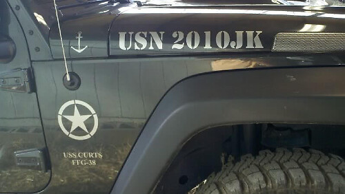 Kit di decalcomanie laterali in vinile militari USN USS Curts FFG-38 per Jeep Wrangler