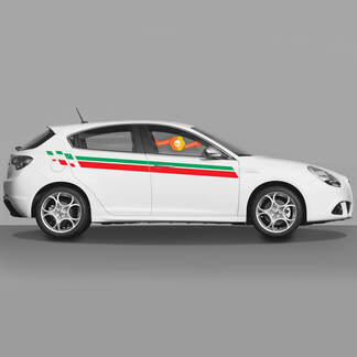 2x decalcomanie per il corpo delle porte si adattano alle decalcomanie Alfa Romeo Giulietta grafica in vinile snippet bandiera Italia 2021
