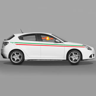 2x decalcomanie per carrozzeria porte colori bandiera italiana predefinite si adattano alle decalcomanie Alfa Romeo Giulietta grafica a strisce in vinile
