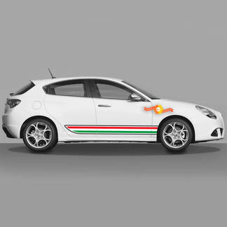 2x decalcomanie per carrozzeria porte adatte per decalcomanie Alfa Romeo Giulietta Grafica in vinile, luce bandiera italiana 2021
