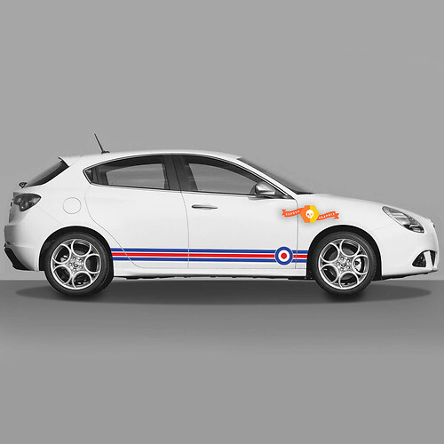 2x porte del corpo decalcomania adatto alfa romeo giulietta decalcomanie grafiche in vinile, linee di bandiera britannica figura intera 2021