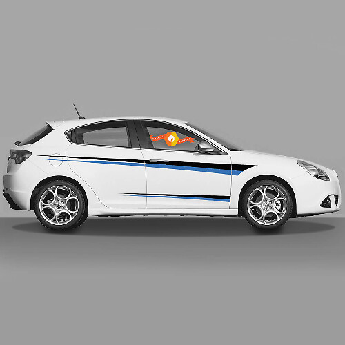 Coppia di adesivi in vinile laterali Stickers Alfa Romeo in colore nero e blu nuovo 2022
