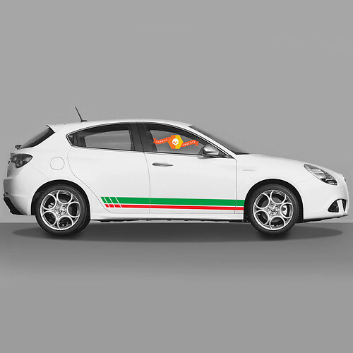 Decalcomanie in vinile Autoadesivi grafici laterali ALFA ROMEO Rocker Panel Rosso e Green Stripes 2022