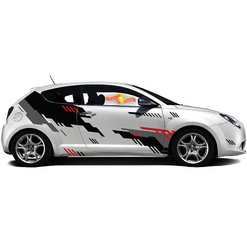 Coppia di adesivi in vinile Stickers grafici laterali Alfa Romeo MITO stile punk nuovo 2022

