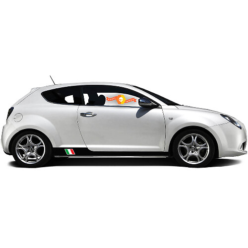 Coppia Adesivi in Vinile Stickers Grafici laterali Alfa Romeo Rocker Panel MITO Bandiera Italia sinistra 2022
