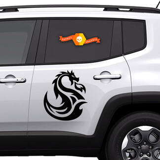 Coppia di decalcomanie in vinile adesivi grafici laterali Jeep Renegade dragon silhouette New 2022
