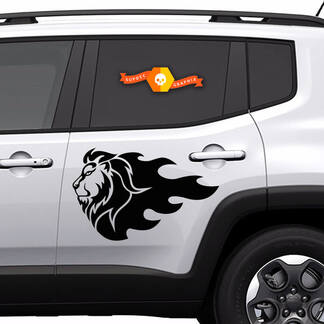 2x decalcomanie in vinile adesivi grafici laterali Jeep Renegade silhouette leone Nuovo 2022
