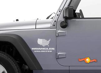 2 Jeep USA Flag Maps jk Wrangler decalcomanie