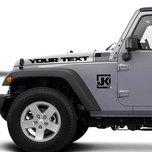 Kit di Adesivi Personalizzati in Vinile con Logo JK e Bandiera USA per Cofano e Lati per Jeep Wrangler JK