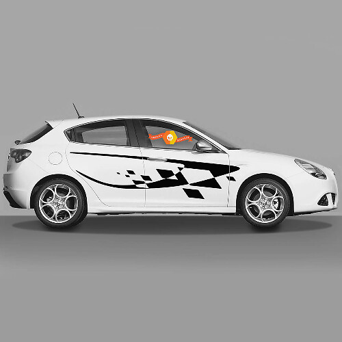 Coppia adesivi in vinile bandiera a scacchi adesivi laterali porte laterali Alfa Romeo Stile moderno 2022
