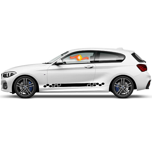 Coppia di adesivi in vinile grafico per pannelli laterali per BMW Serie 1 2015 a nido d'ape
