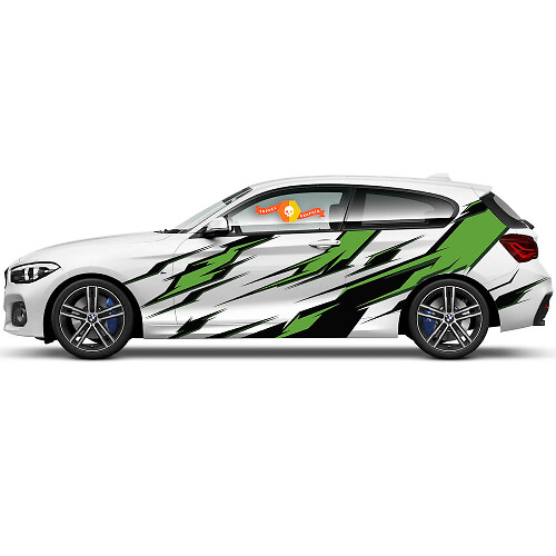 Coppia di adesivi in vinile grafico laterali per BMW Serie 1 2015 stile Ninja
