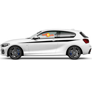 Coppia adesivi grafici decalcomanie in vinile laterali per BMW Serie 1 2015 taglio nero
