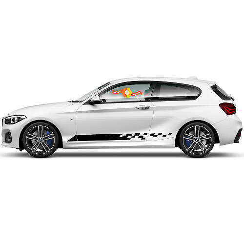 Coppia di adesivi in vinile grafici per fiancata per BMW Serie 1 2015 linea di collasso nuova
