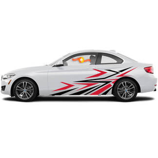 Coppia adesivi grafici decalcomanie in vinile laterali per BMW Serie 1 2015 Crepe rosse nere

