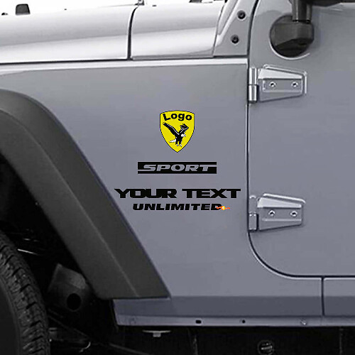 Kit di Adesivi Sportivi Laterali in Vinile con Aquila Calva Personalizzata per Jeep Wrangler