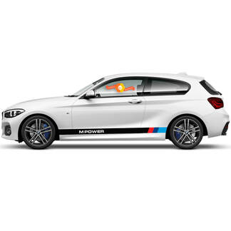 Coppia decalcomanie in vinile adesivi grafici laterali BMW serie 1 2015 Pannello bilanciere M POWER nuovo
