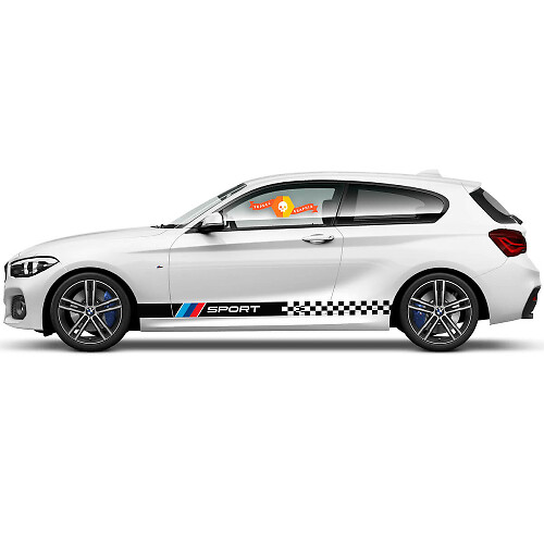 Coppia adesivi in vinile Grafica Stickers laterali bmw 1 series 2015 Rocker panel Racing bandiera a scacchi Sport 2022
