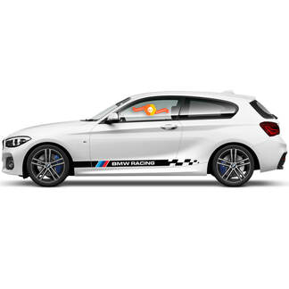 Coppia decalcomanie in vinile Adesivi grafici laterali BMW serie 1 2015 bandiera a scacchi Pannello basculante Motorsport nuovo
