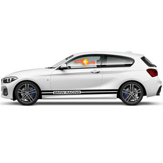2 x decalcomanie in vinile adesivi grafici laterali BMW Serie 1 2015 bandiera a scacchi pannello bilanciere pista da corsa nuova
